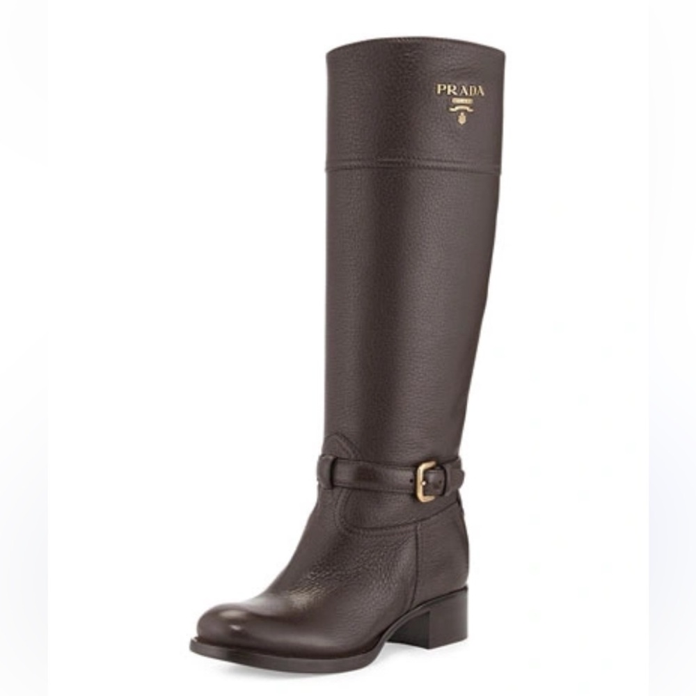 Authentic PRADA Brown Leather Riding Boots